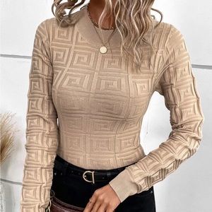 Solid Design Khaki Sweater